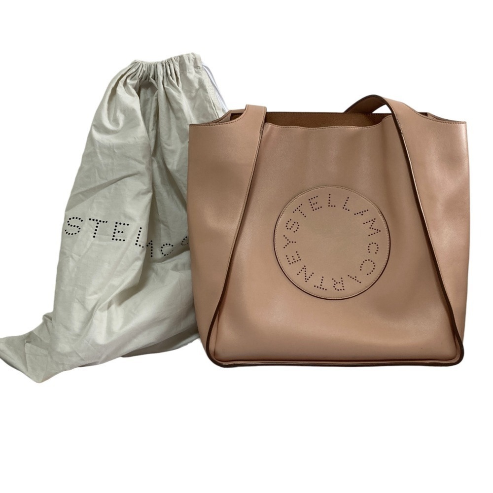 Stella McCartney Circle Logo Handbag with Pouch, Tote Bag, Pink Beige, Women's